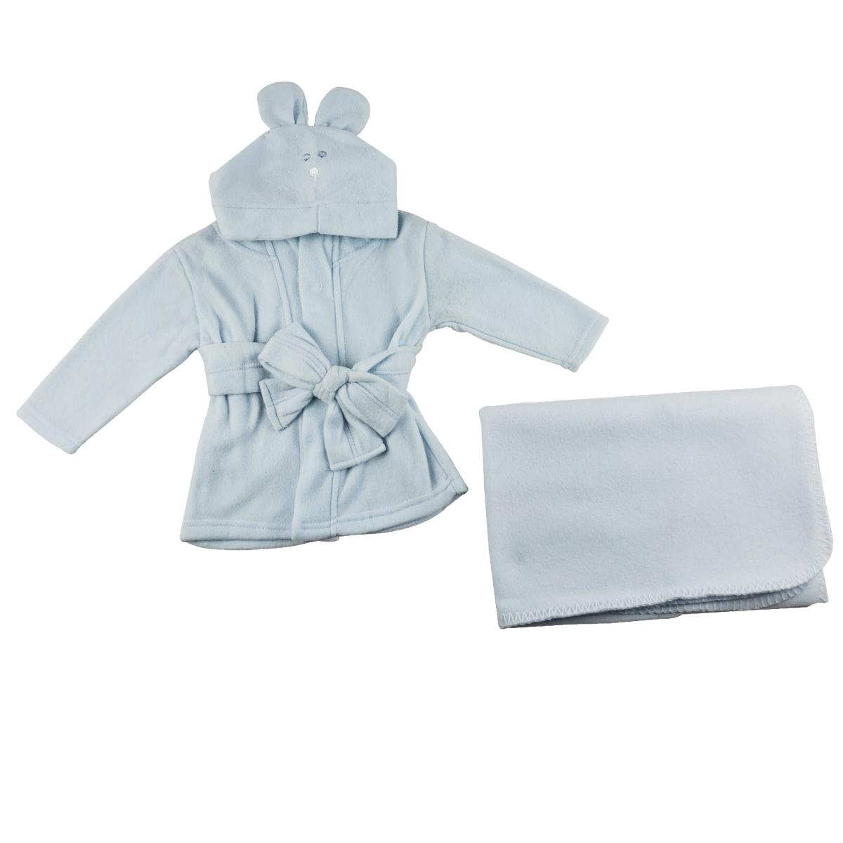 Picture of Bambini CS-0054 Fleece Robe & Blanket&#44; Blue - Newborn - 2 Piece