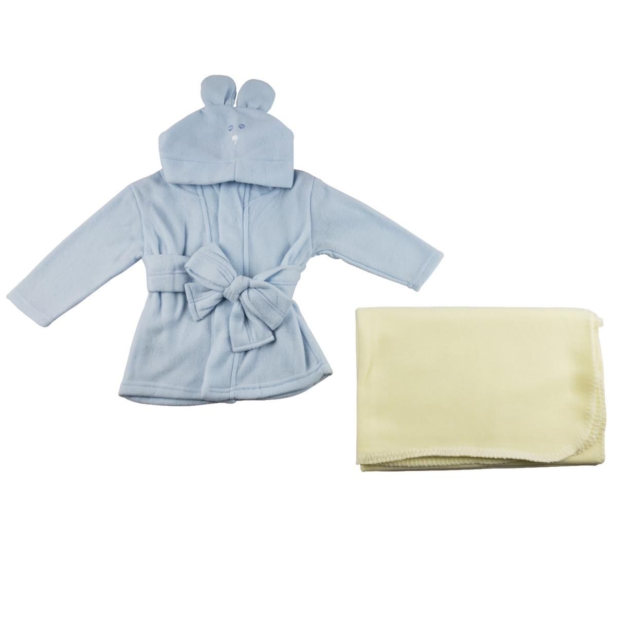 Picture of Bambini CS-0055 Fleece Robe & Blanket&#44; Blue & Yellow - Newborn - 2 Piece