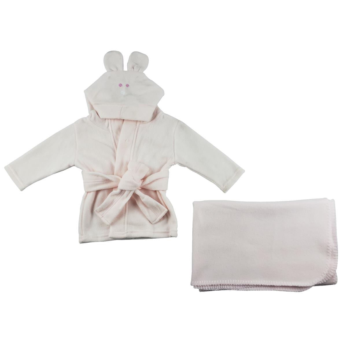 Picture of Bambini CS-0056 Fleece Robe & Blanket&#44; Pink - Newborn - 2 Piece