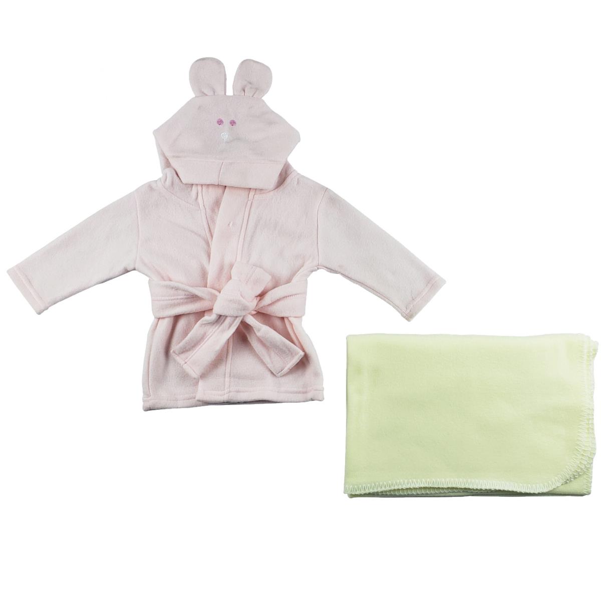 Picture of Bambini CS-0057 Fleece Robe & Blanket&#44; Pink & Yellow - Newborn - 2 Piece