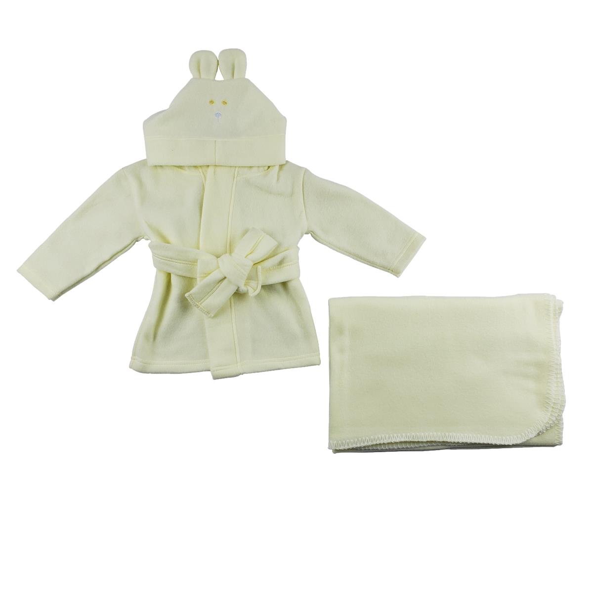 Picture of Bambini CS-0058 Fleece Robe & Blanket&#44; Yellow - Newborn - 2 Piece