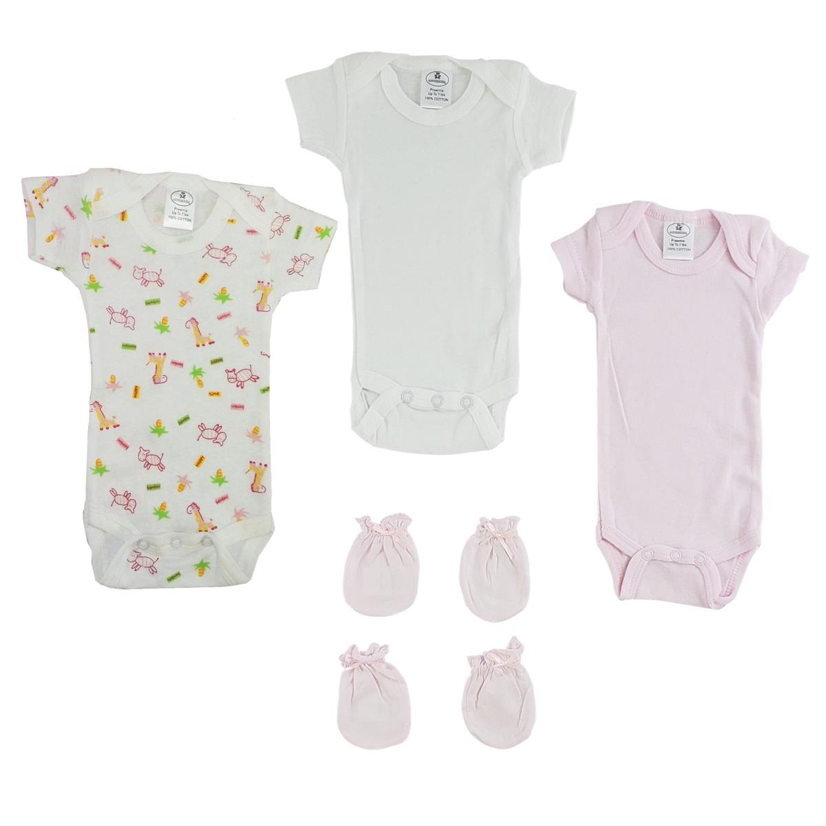 Picture of Bambini CS-0067 One Piece & Mittens&#44; Pink - Preemie - 5 Piece