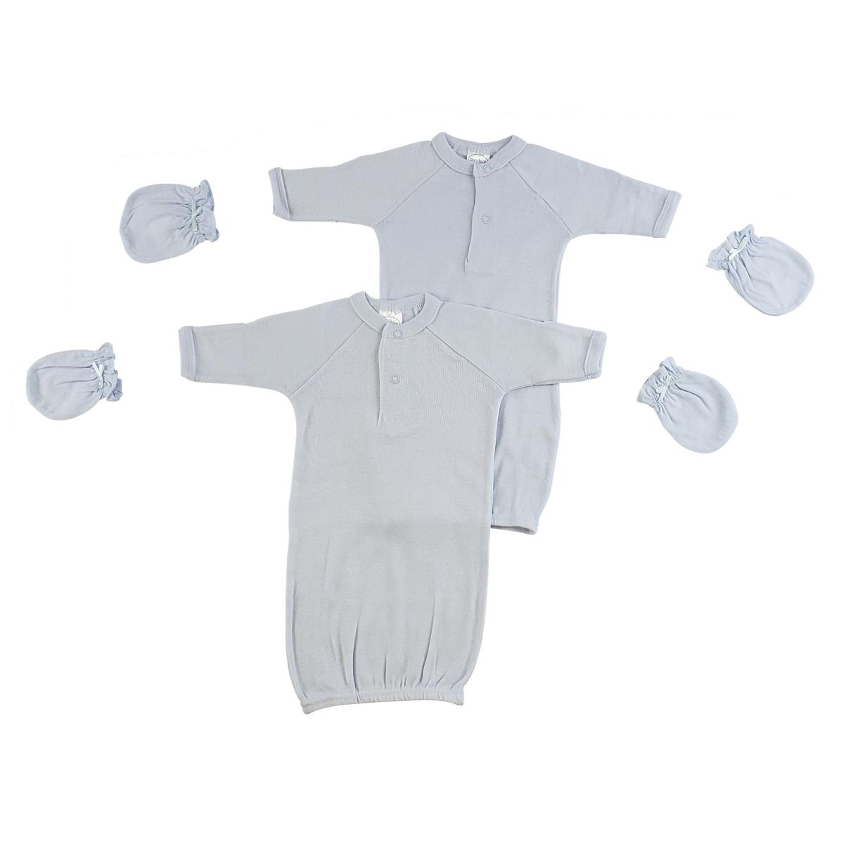 Picture of Bambini CS-0071 Boys Gowns & Mittens&#44; Blue - Preemie