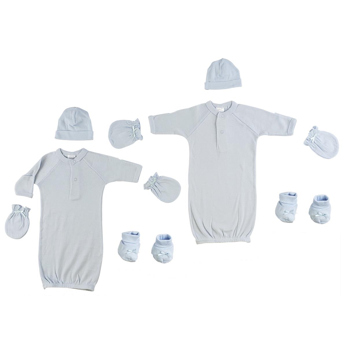 Picture of Bambini CS-0073 Boys Gowns - Caps&#44; Booties & Mittens&#44; Blue - Preemie