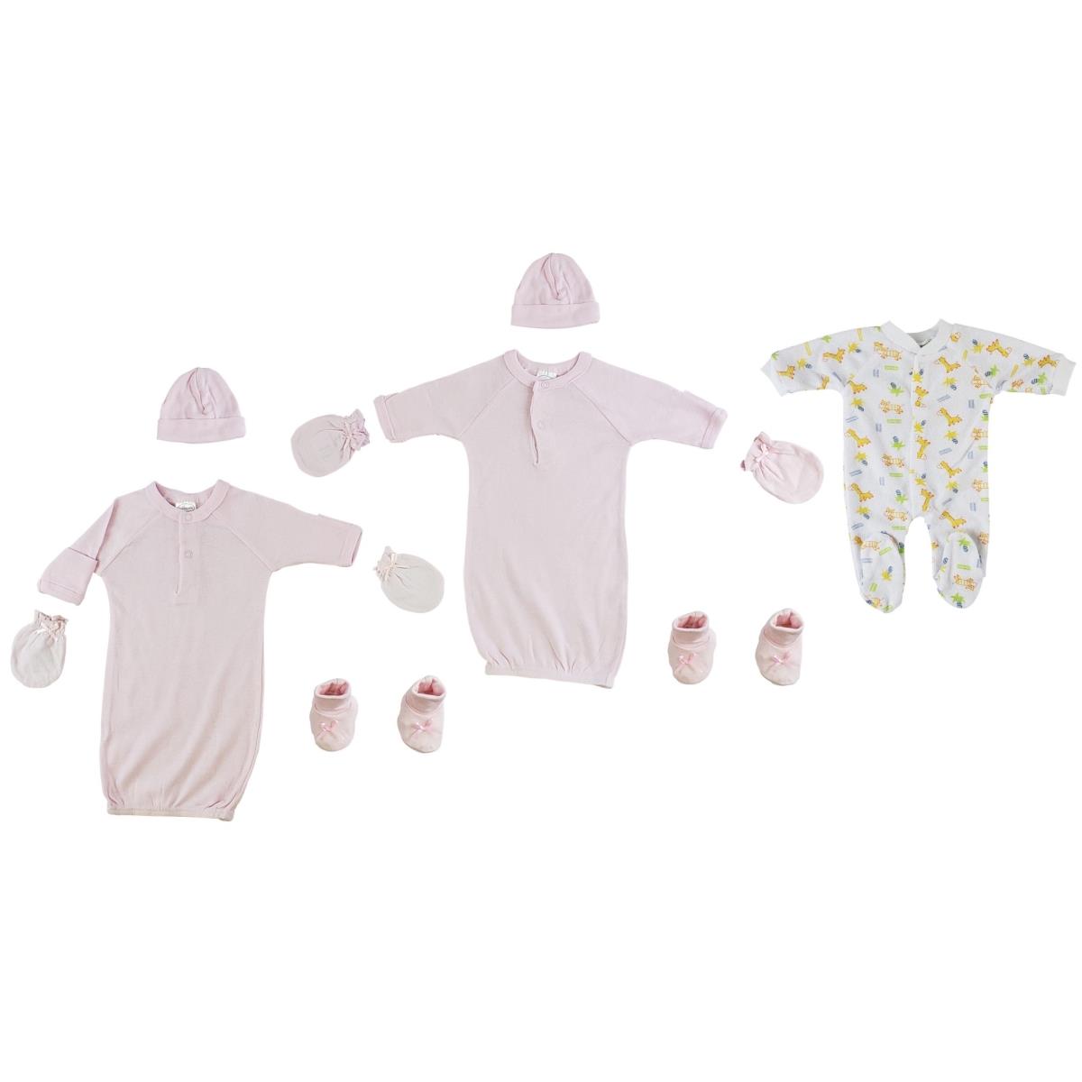 Picture of Bambini CS-0077 Girls Sleep-n-Play&#44; Gowns&#44; Caps&#44; Booties & Mittens&#44; Pink - Preemie