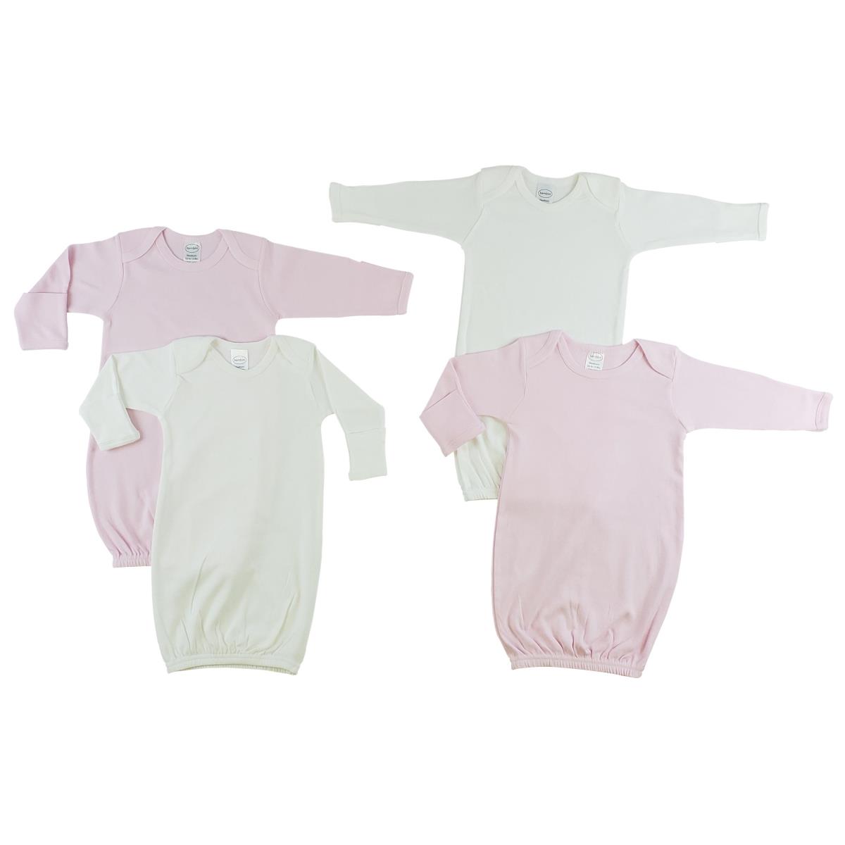 Picture of Bambini CS-0079 Infant Gowns&#44; White & Pink - Newborn - 3 per Pack