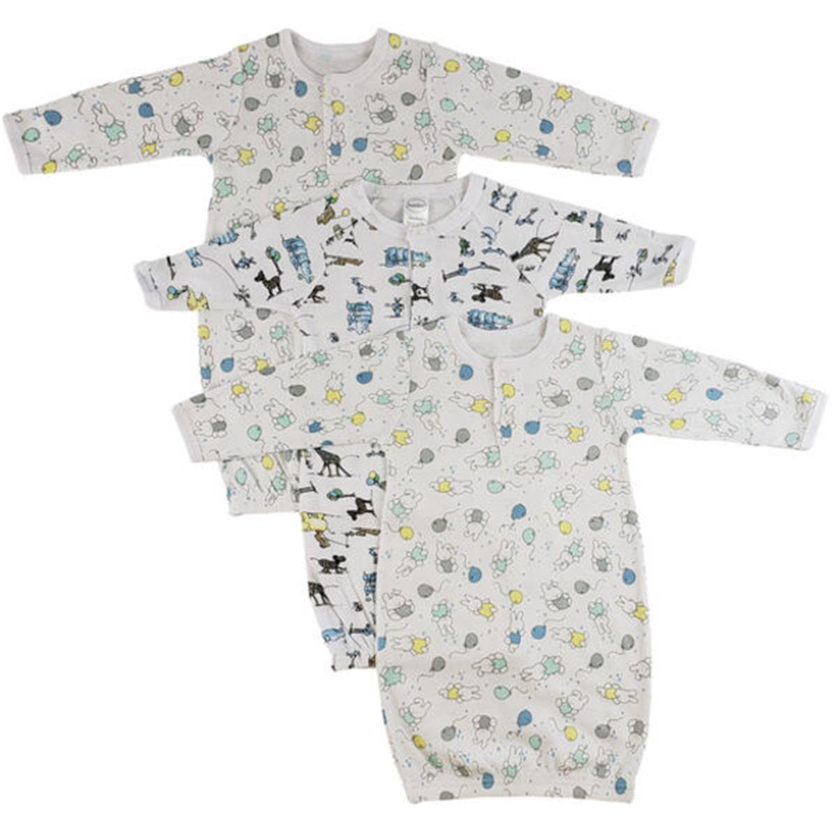 Picture of Bambini CS-0087 Girls Print Infant Gowns&#44; White - Newborn - 3 per Pack