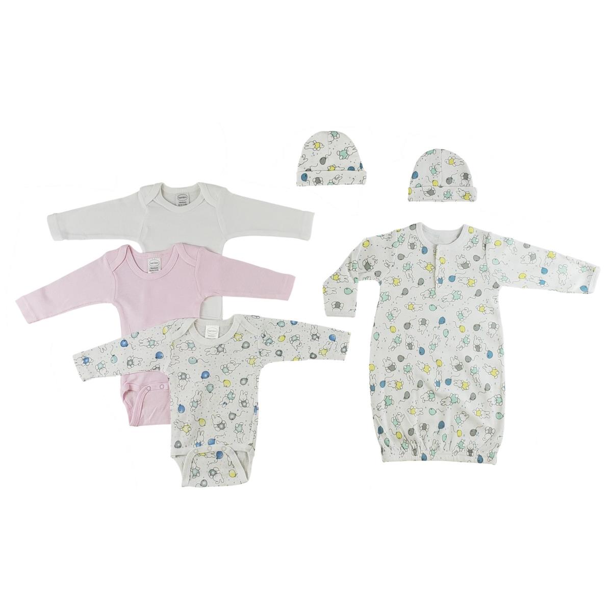 Picture of Bambini CS-0092 Gown&#44; One Piece & Caps&#44; White - Newborn - 3 per Pack