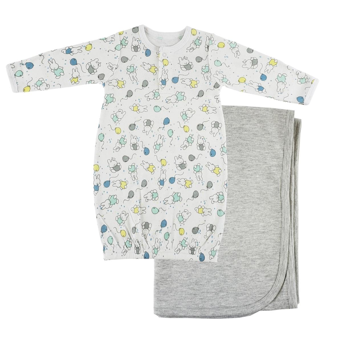 Picture of Bambini CS-0106 Print Infant Gown & Recieving Blanket&#44; Grey - Newborn