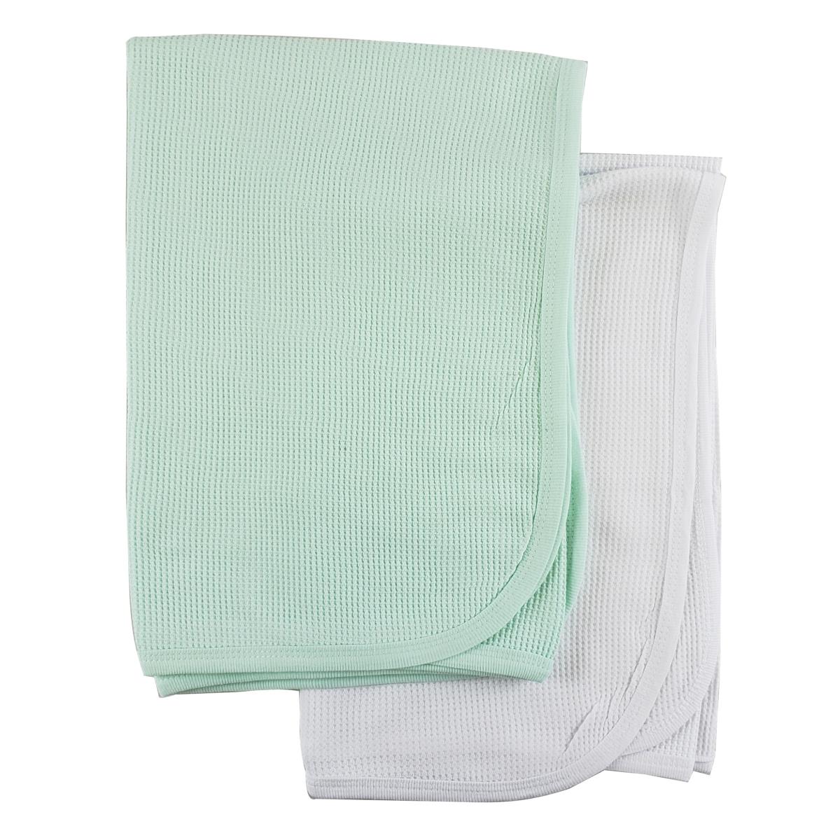 Picture of Bambini CS-0109 30 x 40 in. Thermal Blankets&#44; Mint & White - 2 per Pack