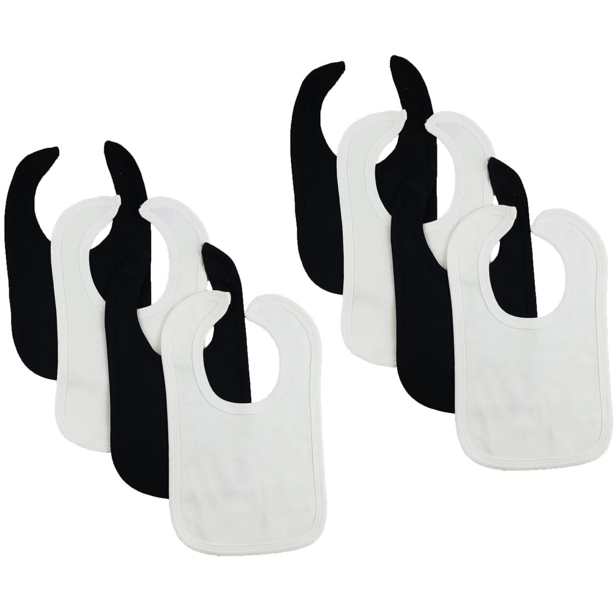 CS-0137 12.25 x 7.5 in. Baby Bibs, White & Black - One Size - 8 per Pack