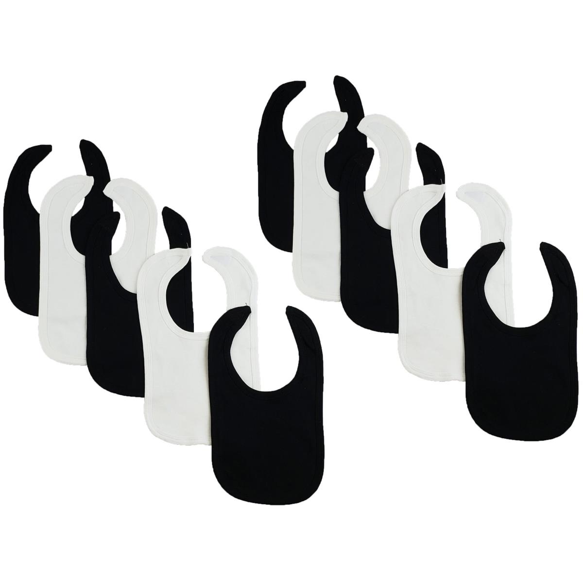 CS-0138 12.25 x 7.5 in. Baby Bibs, White & Black - One Size - 10 per Pack