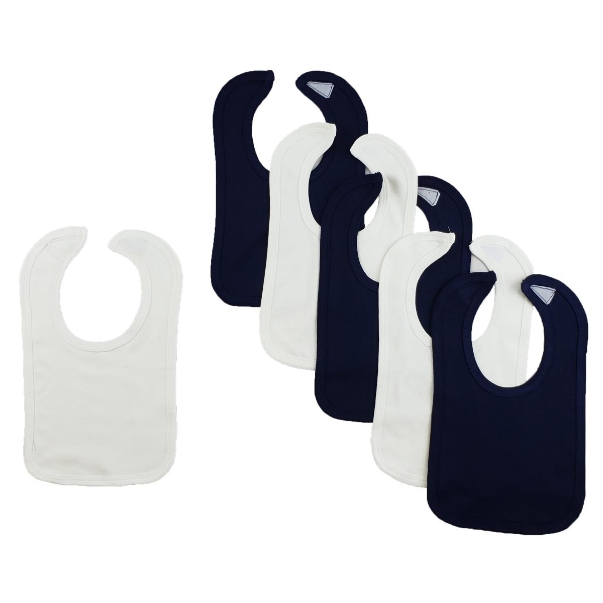 CS-0141 12.25 x 7.5 in. Baby Bibs, White & Navy - One Size - 6 per Pack