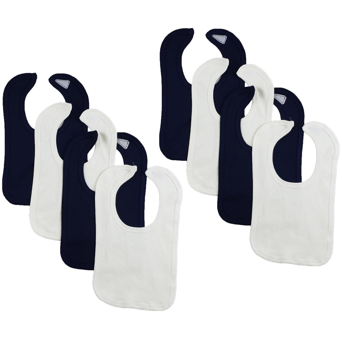 CS-0142 12.25 x 7.5 in. Baby Bibs, White & Navy - One Size - 8 per Pack