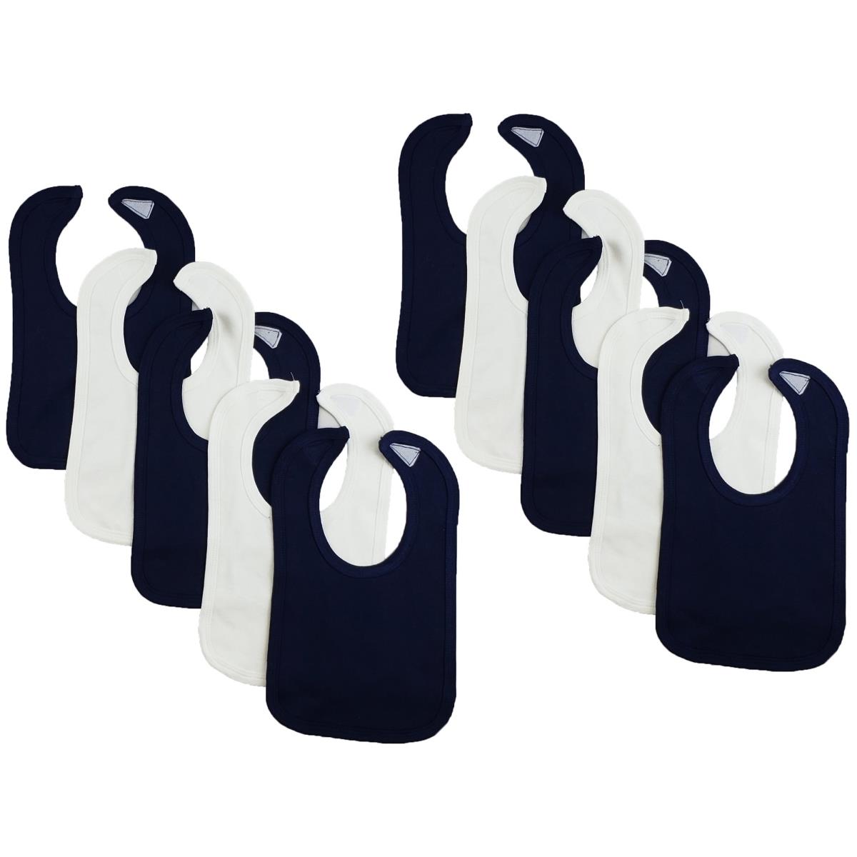 CS-0143 12.25 x 7.5 in. Baby Bibs, White & Navy - One Size - 10 per Pack