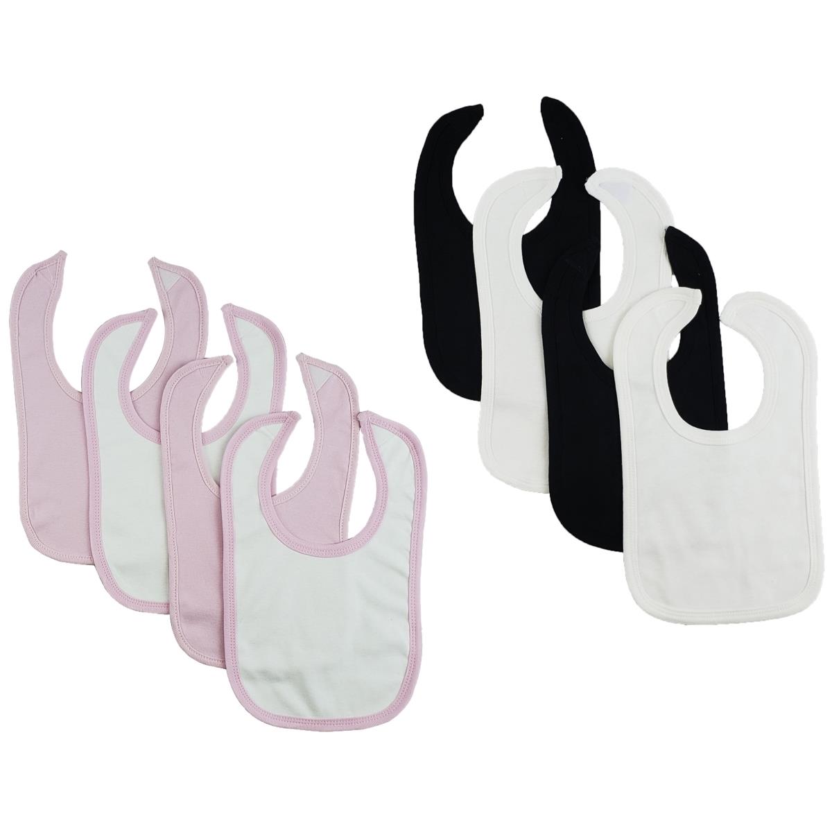 CS-0144 12.25 x 7.5 in. Baby Bibs, White & Pink - One Size - 8 per Pack