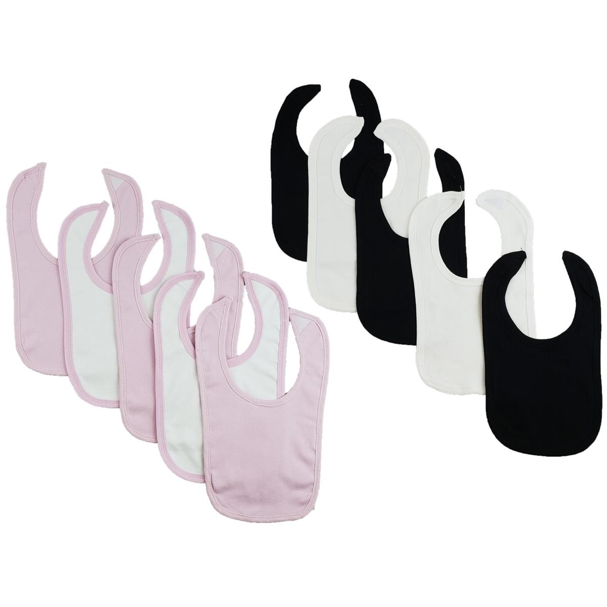 CS-0145 12.25 x 7.5 in. Baby Bibs, White & Pink - One Size - 8 per Pack