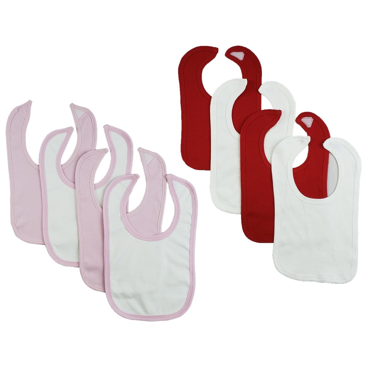 CS-0146 12.25 x 7.5 in. Baby Bibs, White & Pink - One Size - 8 per Pack