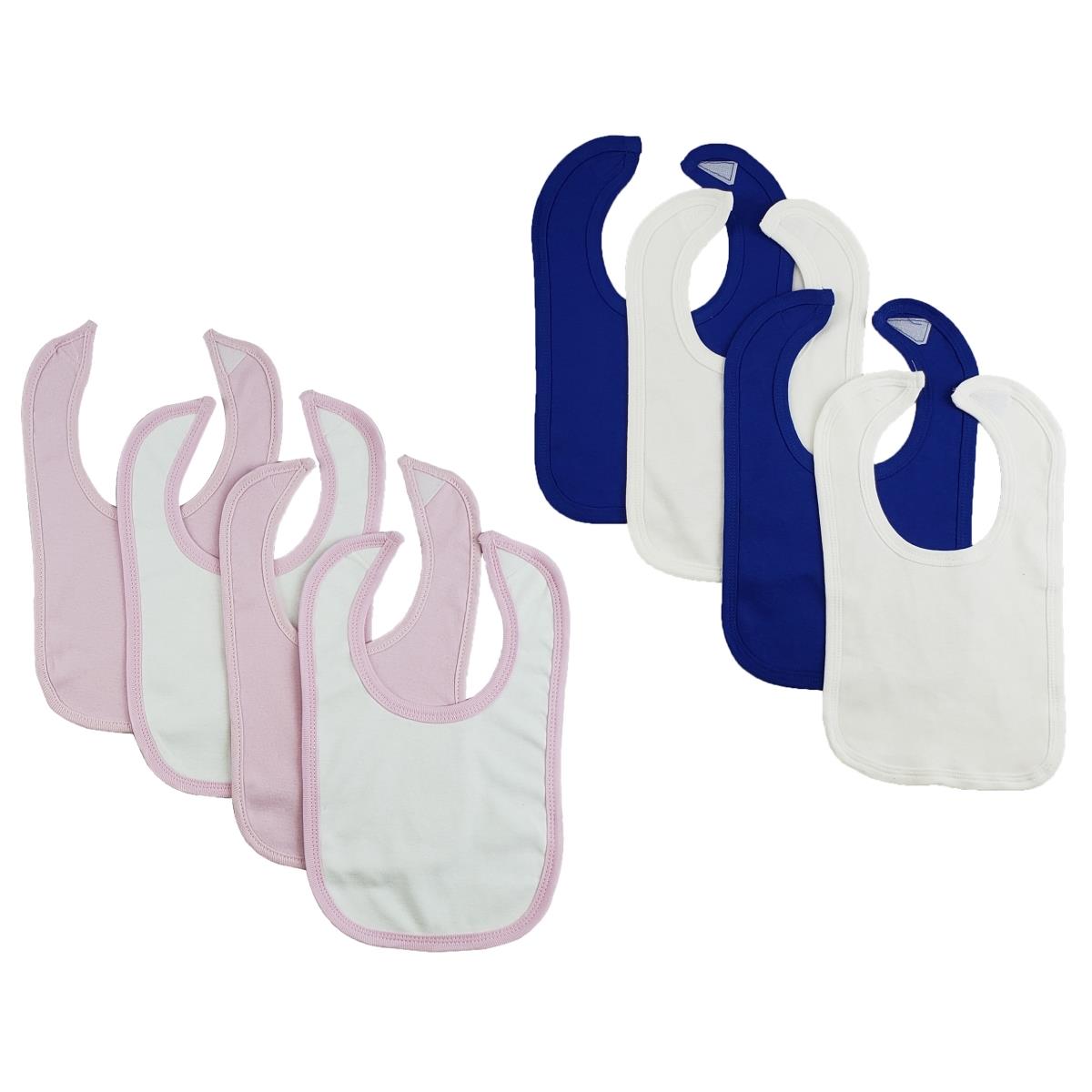 CS-0147 12.25 x 7.5 in. Baby Bibs, White & Pink - One Size - 8 per Pack