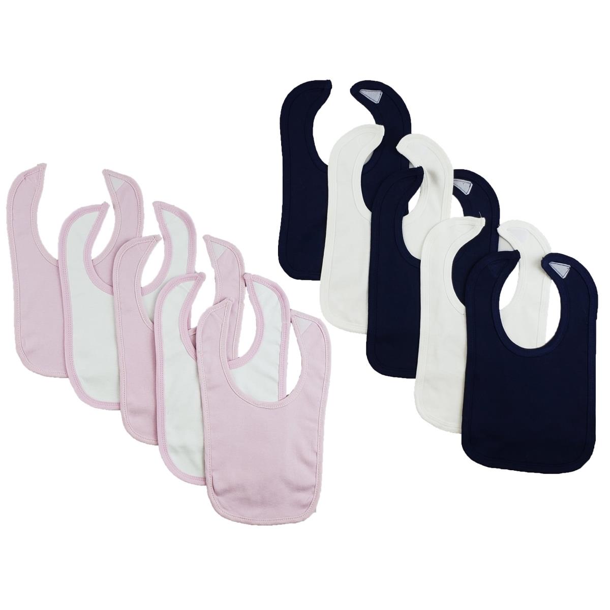 CS-0149 12.25 x 7.5 in. Baby Bibs, White & Pink - One Size - 10 per Pack