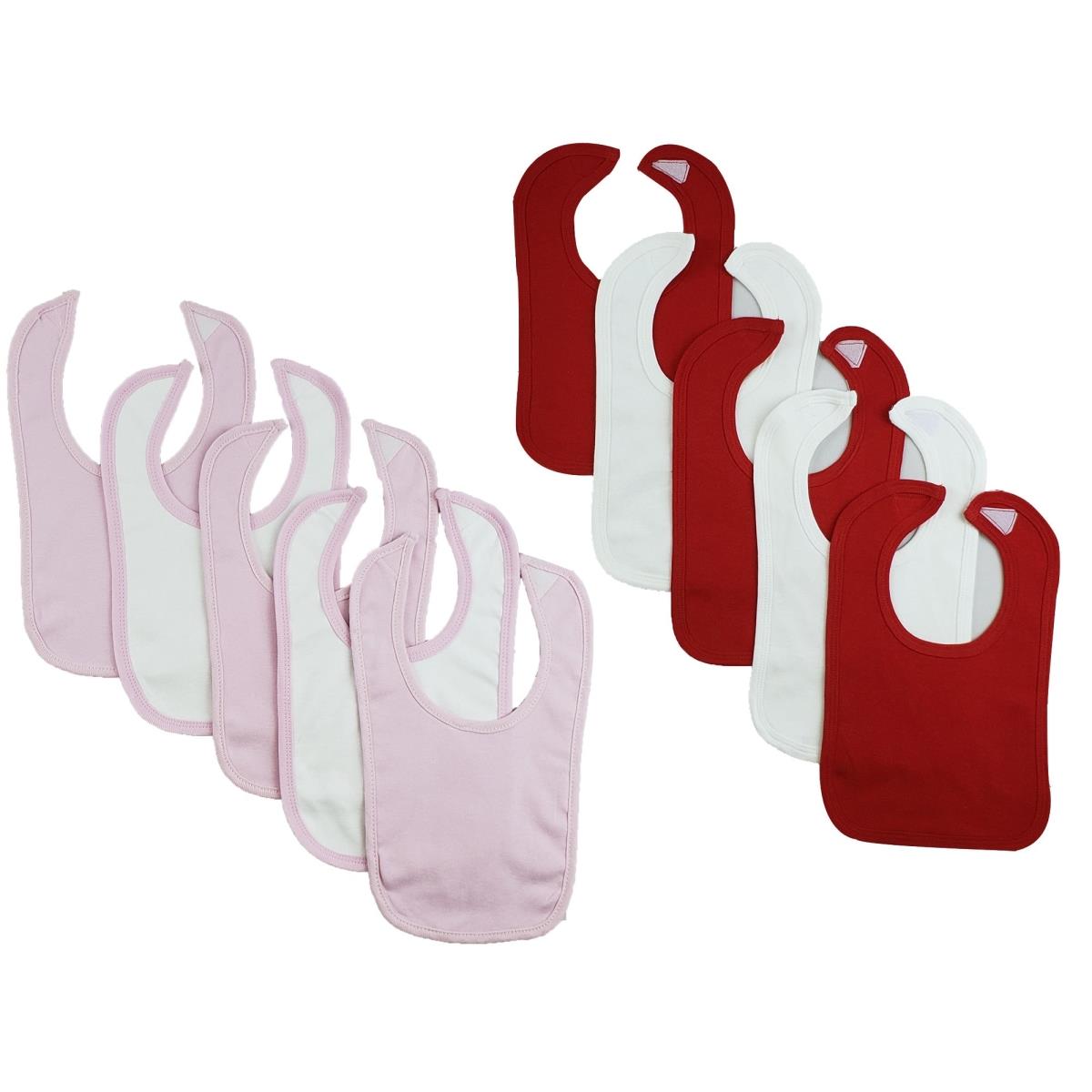 CS-0150 12.25 x 7.5 in. Baby Bibs, White & Pink - One Size - 10 per Pack