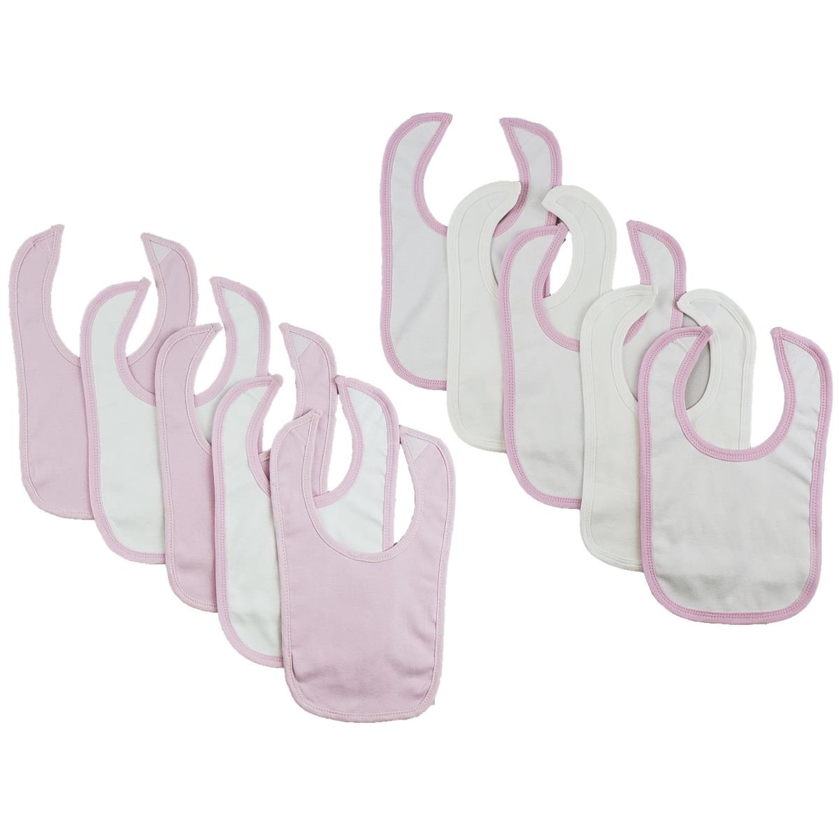 CS-0152 12.25 x 7.5 in. Baby Bibs, White & Pink - One Size - 10 per Pack