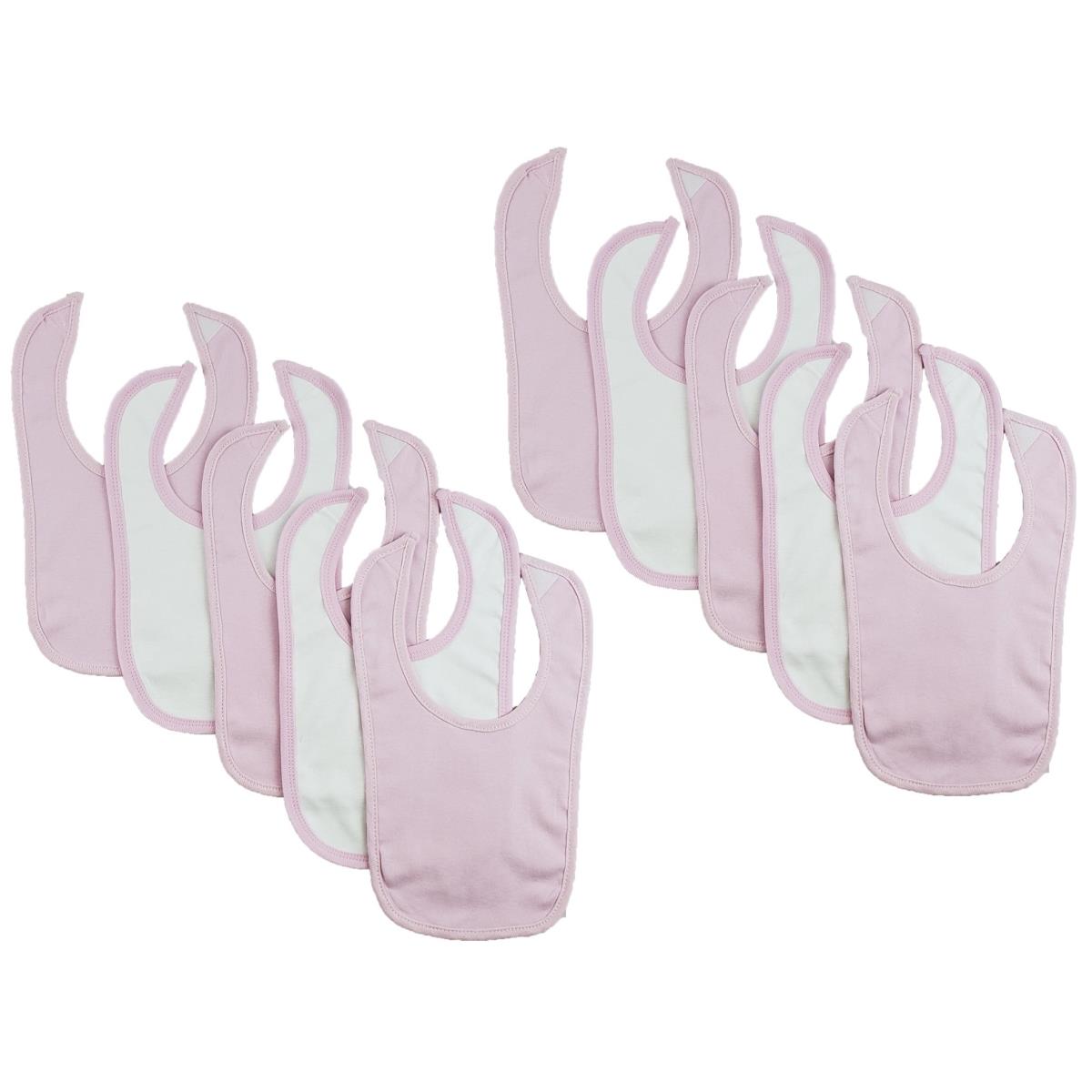CS-0153 12.25 x 7.5 in. Baby Bibs, White & Pink - One Size - 10 per Pack
