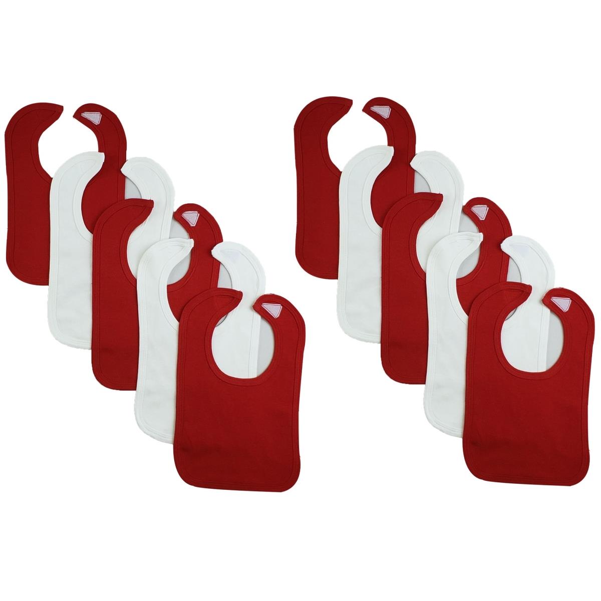 CS-0161 12.25 x 7.5 in. Baby Bibs, Red & White - One Size - 10 per Pack