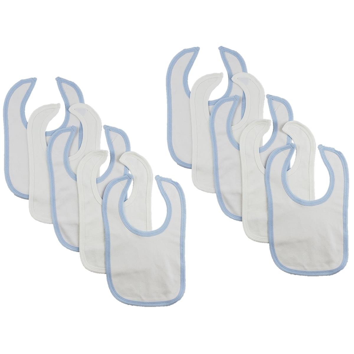 CS-0169 12.25 x 7.5 in. Baby Bibs, Blue & White - One Size - 10 per Pack