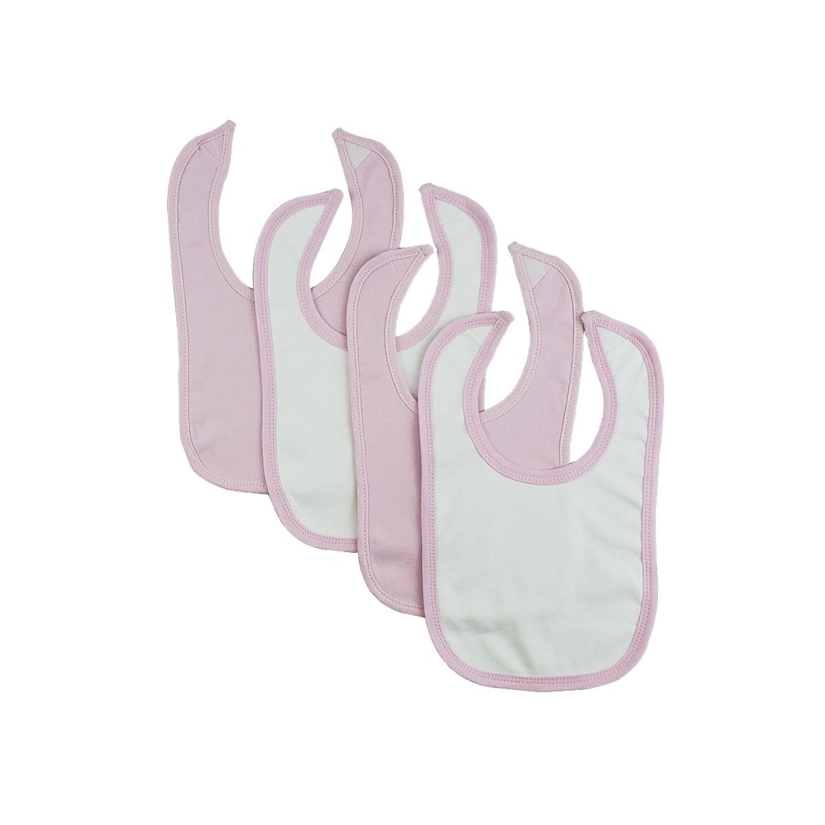 CS-0170 12.25 x 7.5 in. Baby Bibs, White & Pink - One Size - 4 per Pack