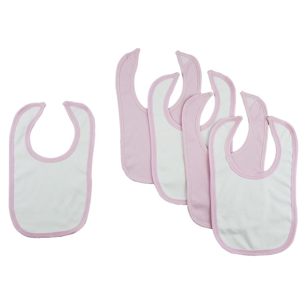 CS-0172 12.25 x 7.5 in. Baby Bibs, White & Pink - One Size - 5 per Pack