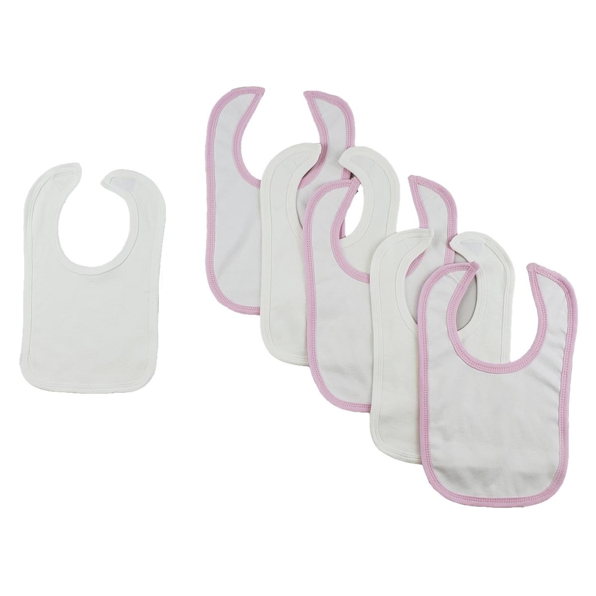 CS-0174 12.25 x 7.5 in. Baby Bibs, White & Pink - One Size - 6 per Pack