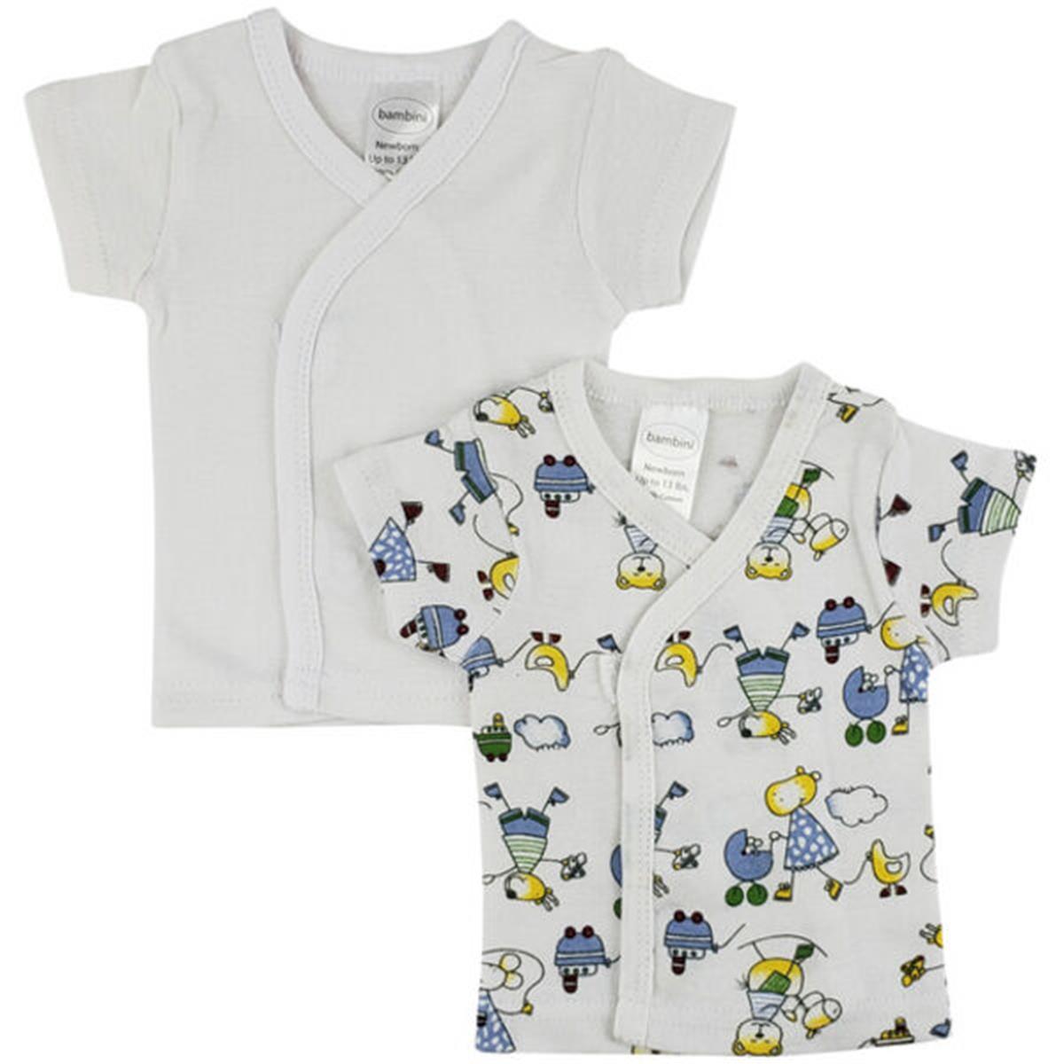 CS-0200 Side Snap Short Sleeve Shirt, White - Newborn - 2 per Pack
