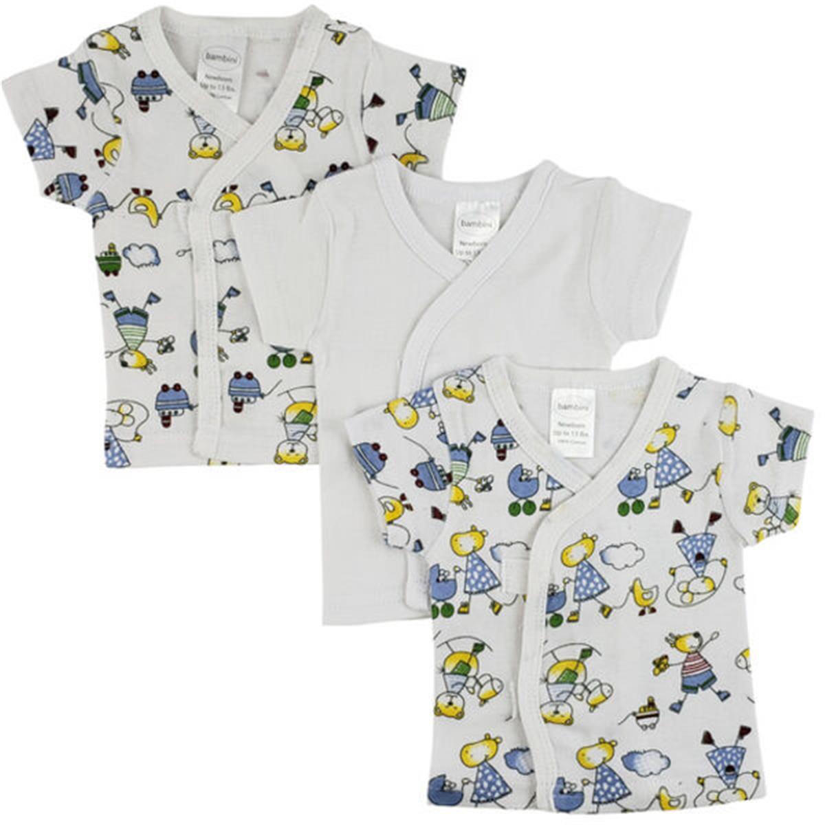 CS-0201 Side Snap Short Sleeve Shirt, White - Newborn - 3 per Pack