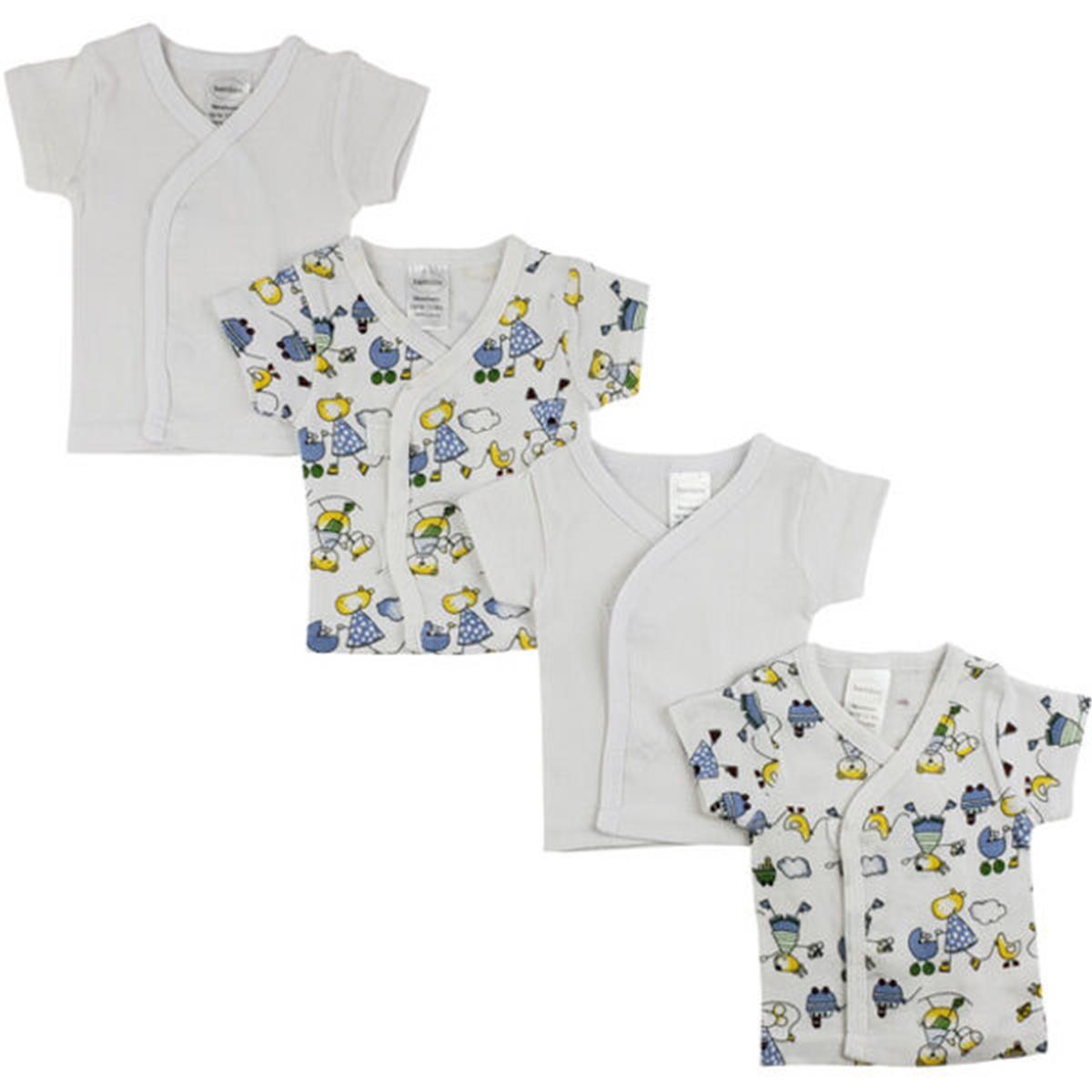 CS-0202 Side Snap Short Sleeve Shirt, White - Newborn - 4 per Pack