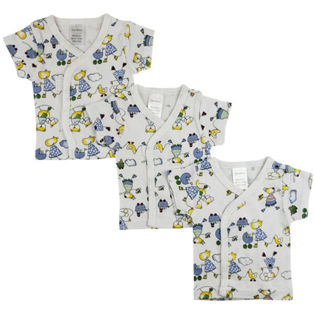 CS-0204 Side Snap Short Sleeve Shirt, White - Newborn - 3 per Pack