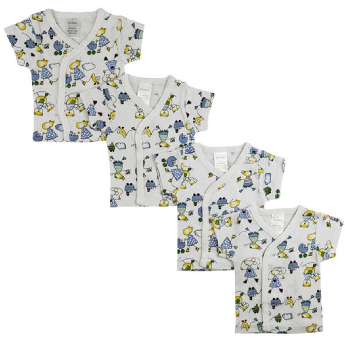 CS-0205 Side Snap Short Sleeve Shirt, White - Newborn - 4 per Pack