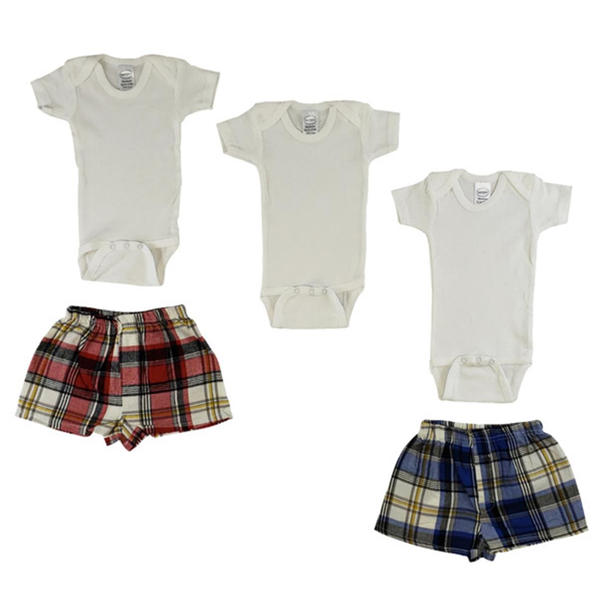 Picture of Bambini CS-0206NB Infant One Piece & Boxer Shorts&#44; White - Newborn