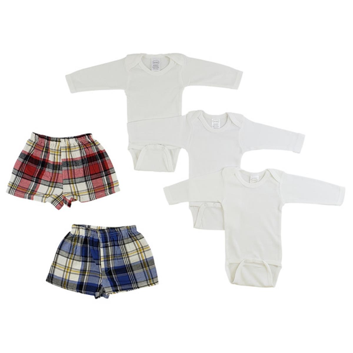 Picture of Bambini CS-0212S Infant Long Sleeve One Piece & Boxer Shorts&#44; White & Yellow - Small