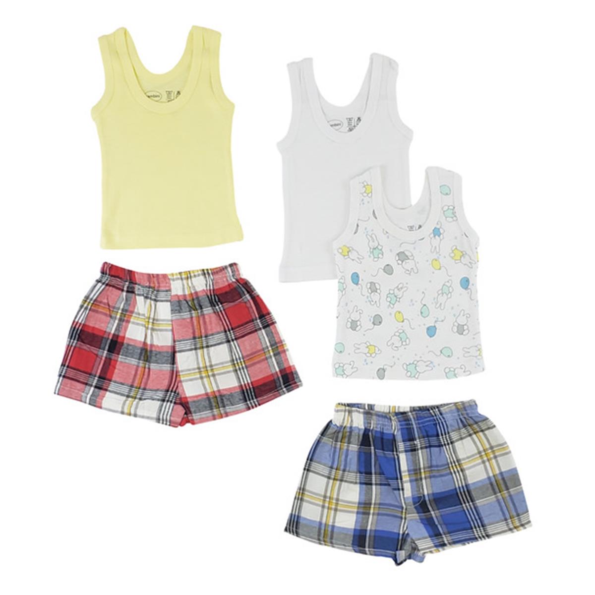 Picture of Bambini CS-0217M Girls Tank Tops & Boxer Shorts&#44; White & Yellow - Medium - 5 per Pack
