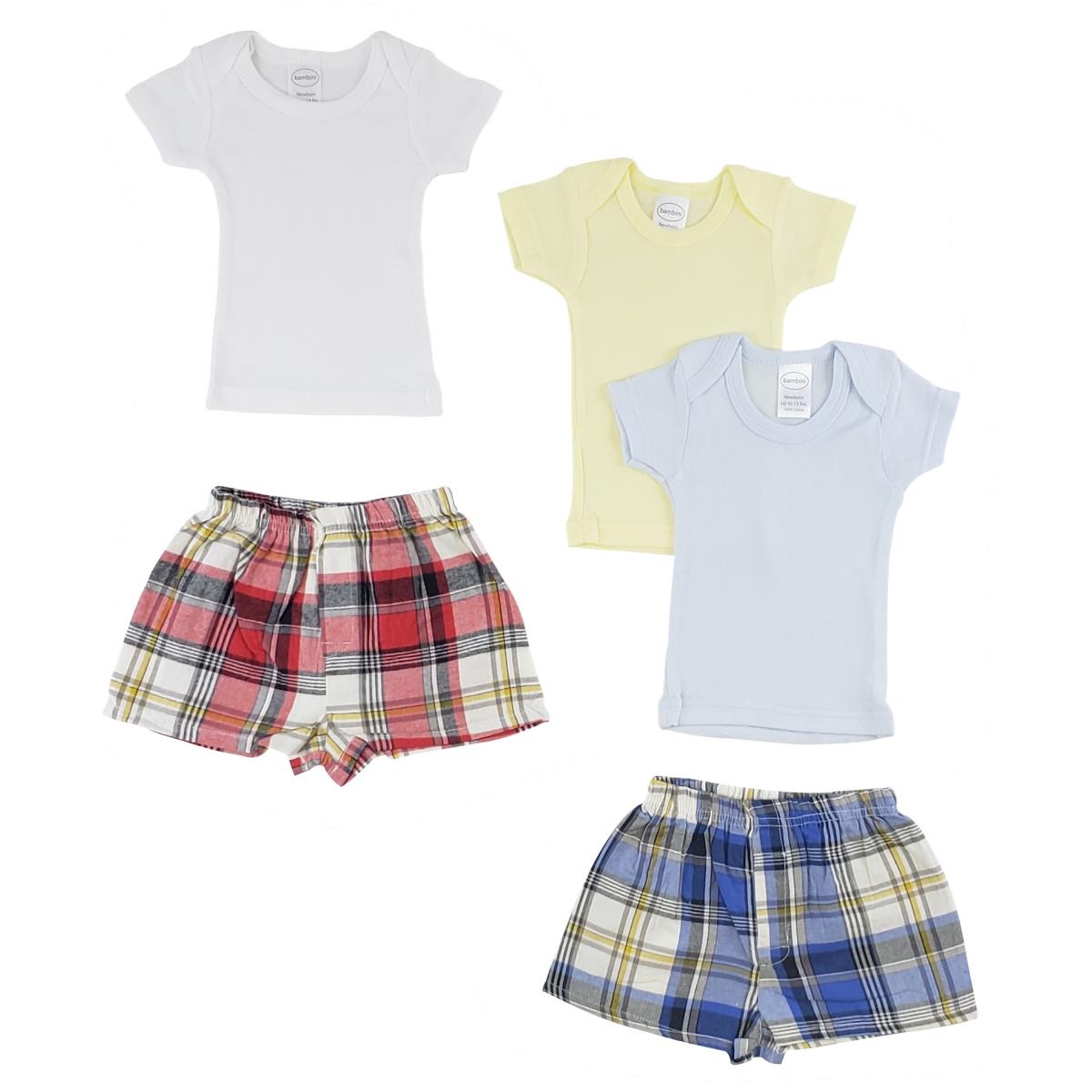CS-0219L Infant Boys T-Shirts & Boxer Shorts, White & Blue - Large