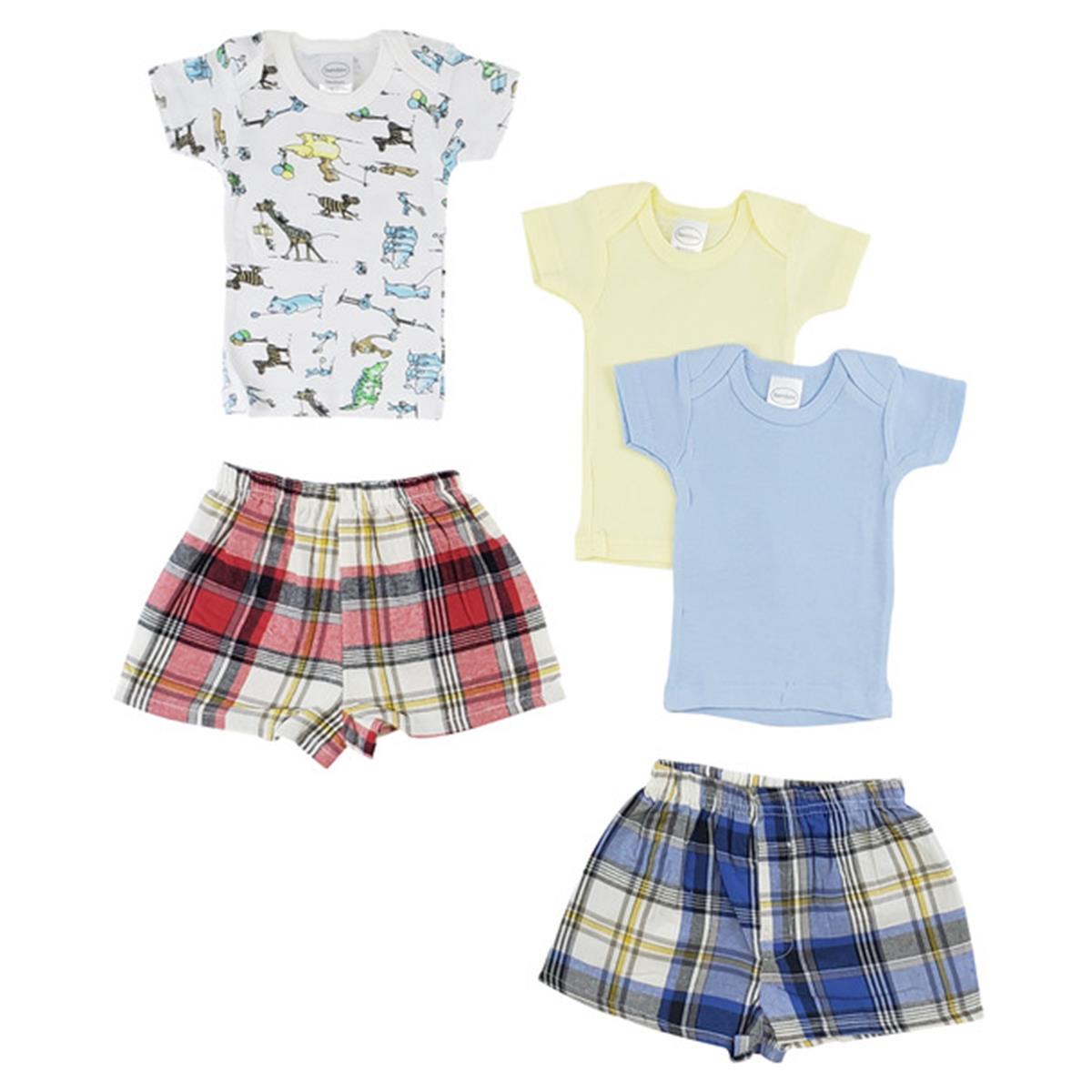 CS-0220M Infant Girls T-shirts & Boxer Shorts, White & Blue - Medium