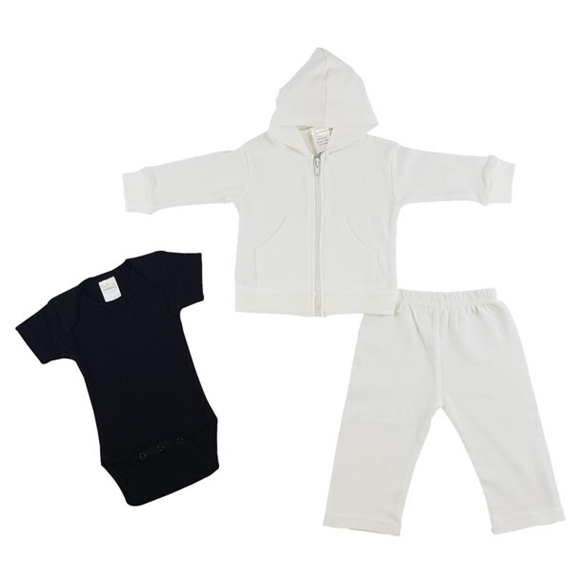 Picture of Bambini CS-0223L One Piece&#44; Sweat Pants & Hoodie Set&#44; Black & White - Large