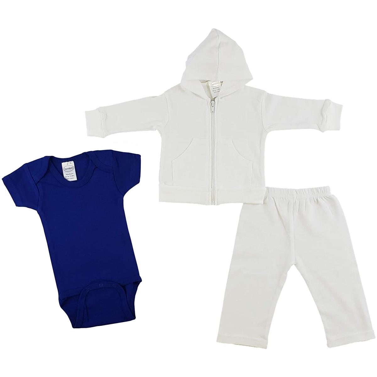 Picture of Bambini CS-0224NB One Piece&#44; Sweat Pants & Hoodie Set&#44; Blue & White - Newborn