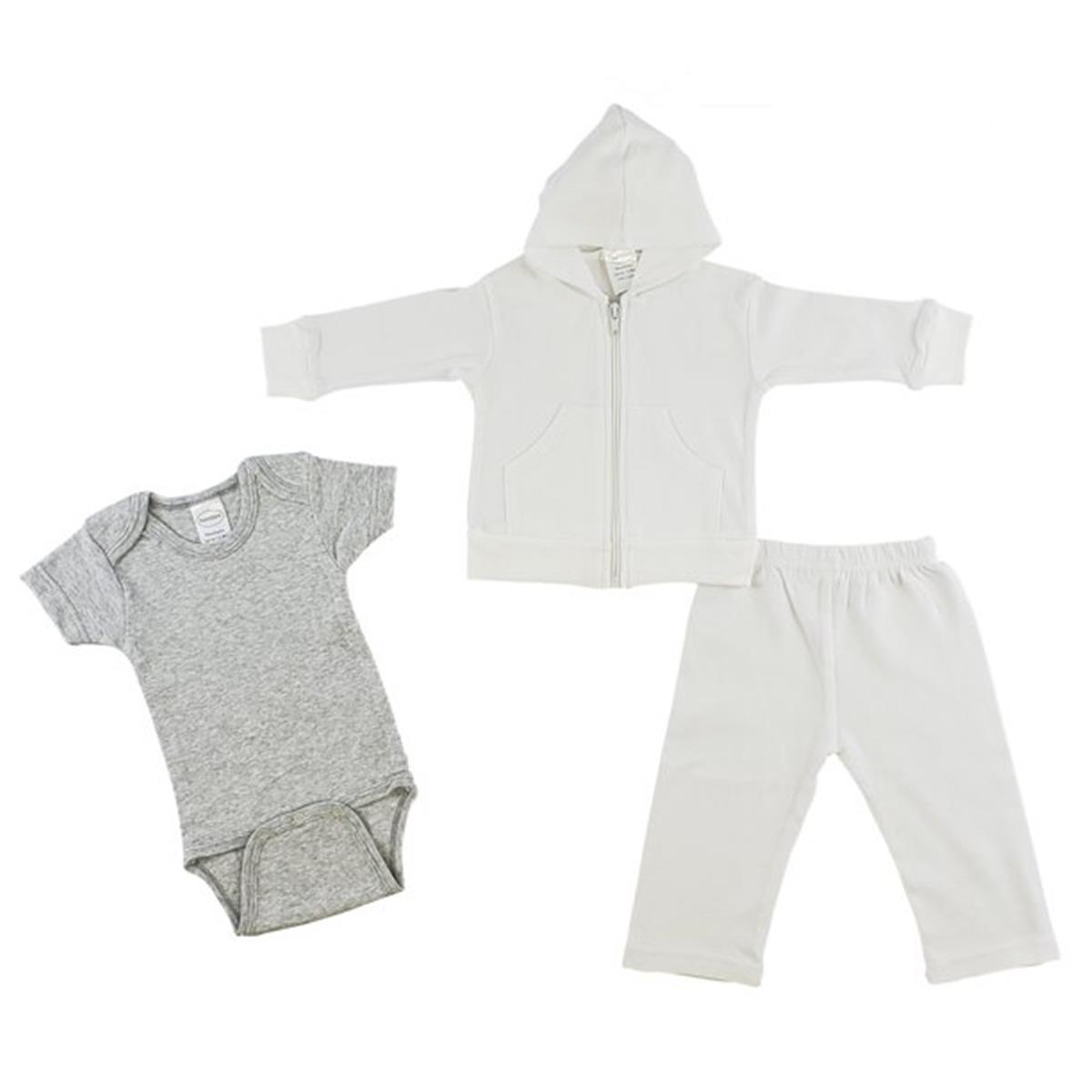 CS-0225S One Piece, Sweat Pants & Hoodie Set, Grey & White - Small