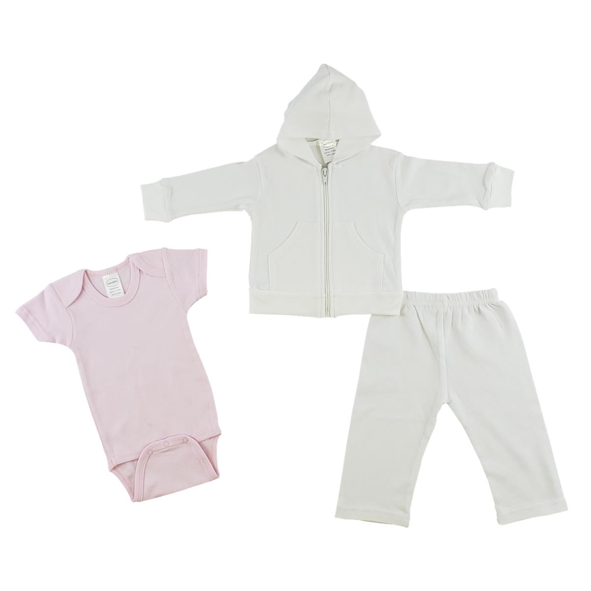 CS-0229M One Piece, Sweat Pants & Hoodie Set, Pink & White - Medium