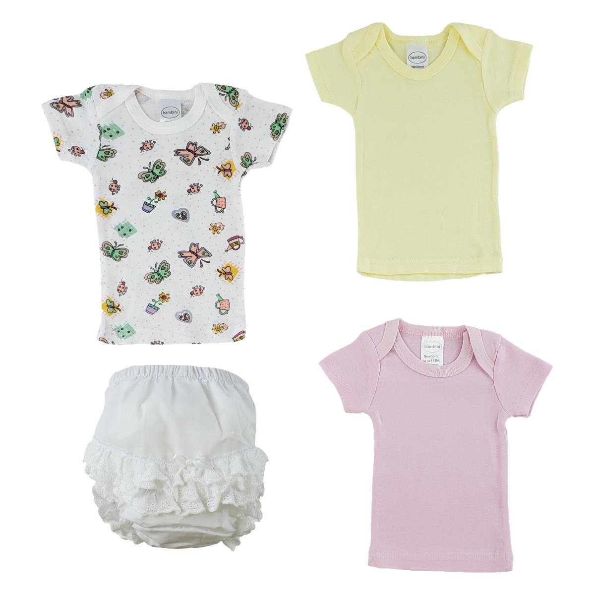 Picture of Bambini CS-0233NB Girls T-Shirts & Fancy Pants&#44; White - Newborn