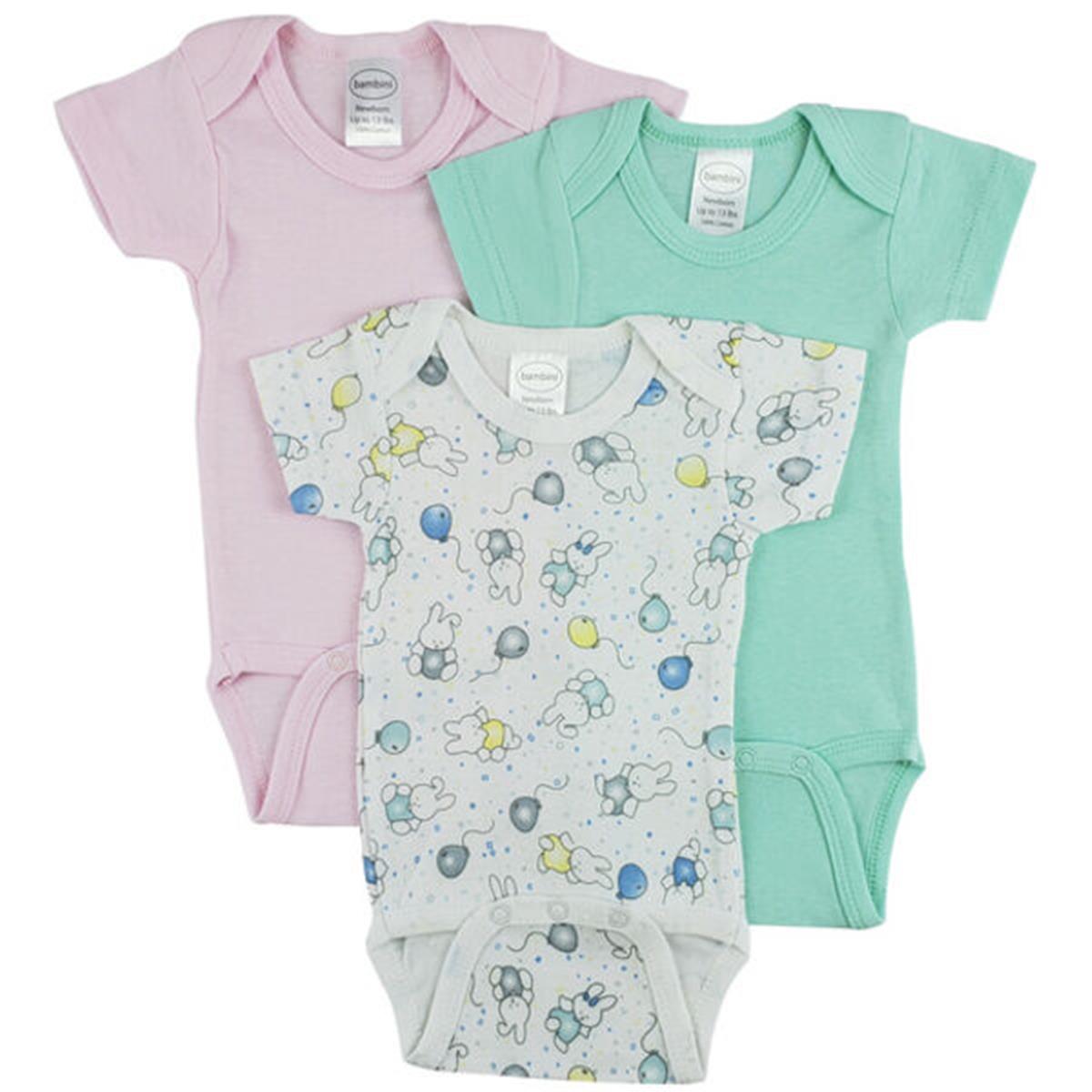 CS-0236NB Short Sleeve One Piece, White - Newborn