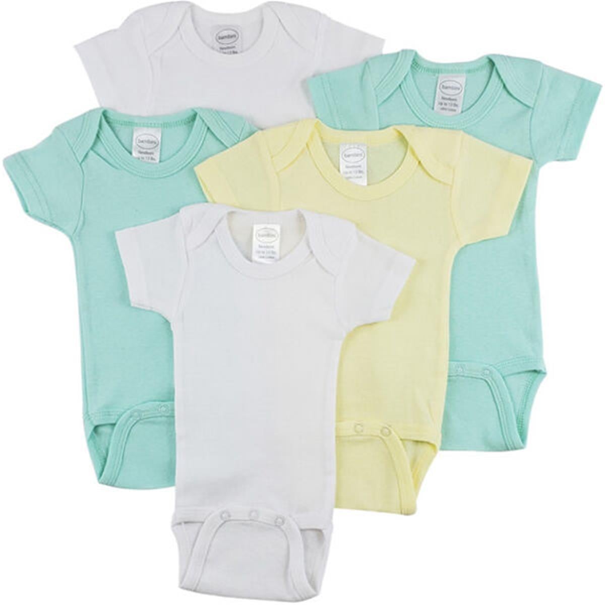 CS-0281NB Short Sleeve One Piece, White & Yellow - Newborn