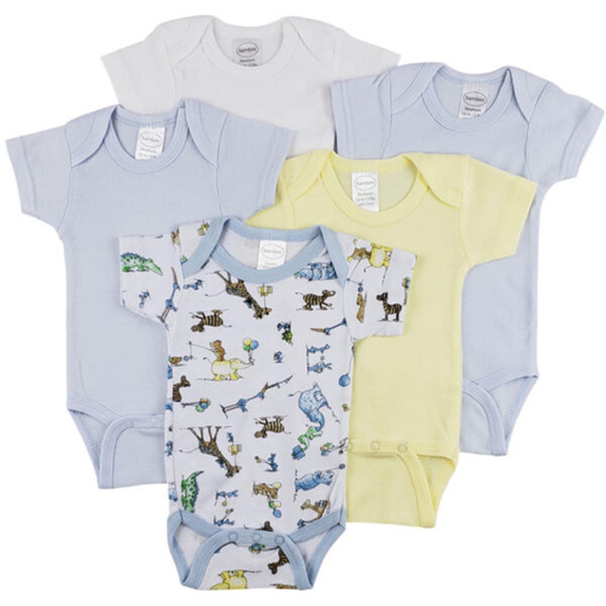 CS-0294NB Short Sleeve One Piece - White, Yellow & Blue - Newborn